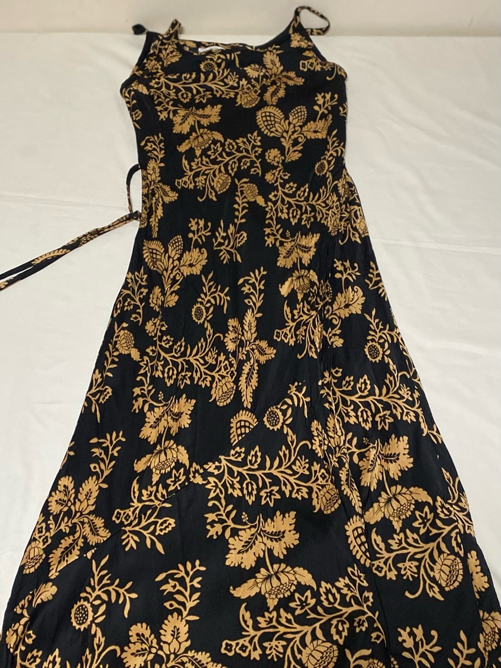 Zara  wrap Black Maxi Dress with Gold Floral Print - Picture 4 of 5